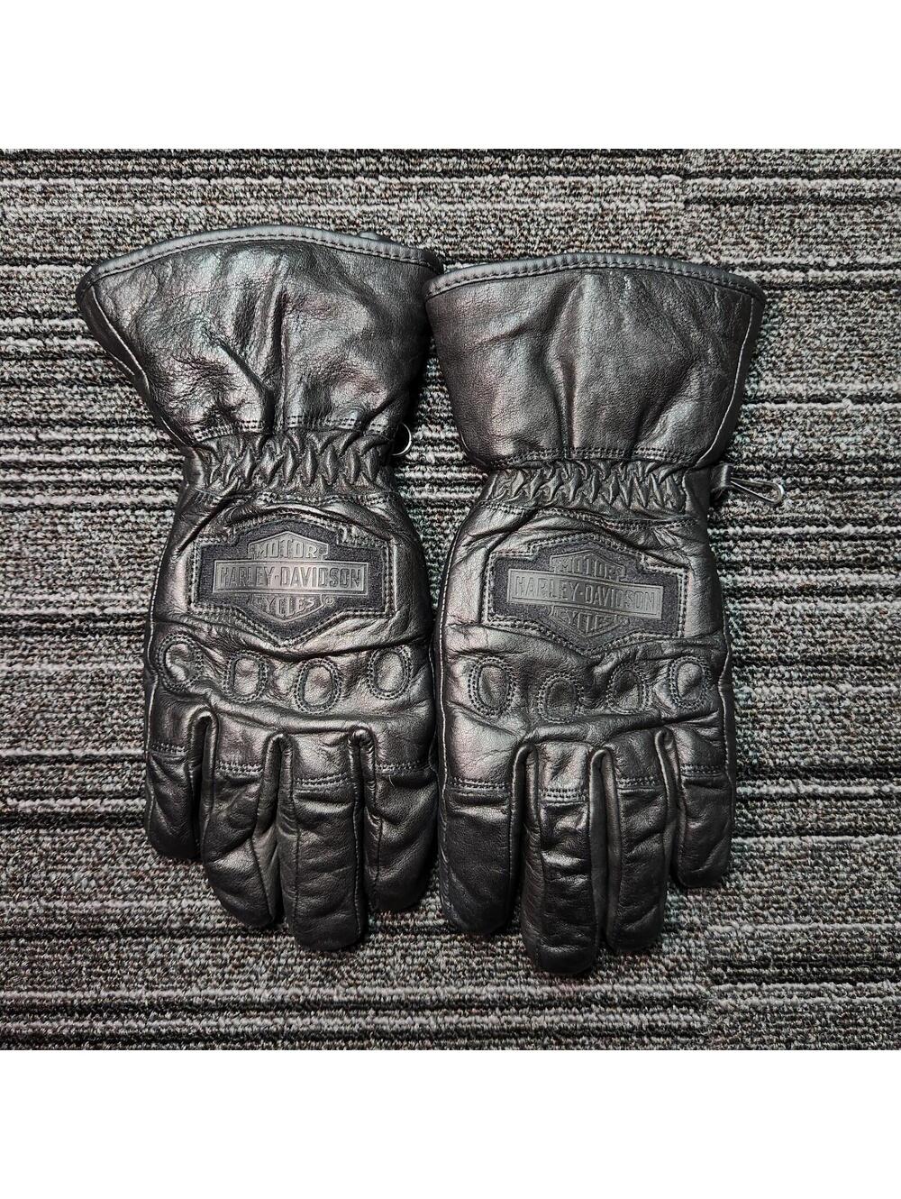 Harley Davidson Leather Motorcycle Riding Gloves Black Mens Large